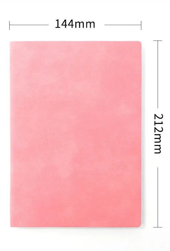 Soft noodle sheep buckle notepad in black imitation leather, open to show beige Dao Lin paper.