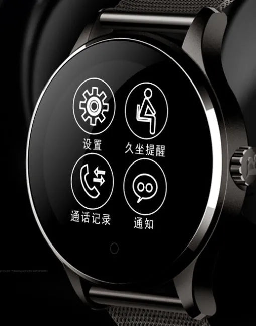 K88H smart watch displaying heart rate data on 1.3 inch IPS screen
