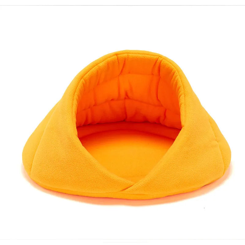 Polar fleece pet nest dog mat in fruit green on a kennel floor, available in sizes XS to L