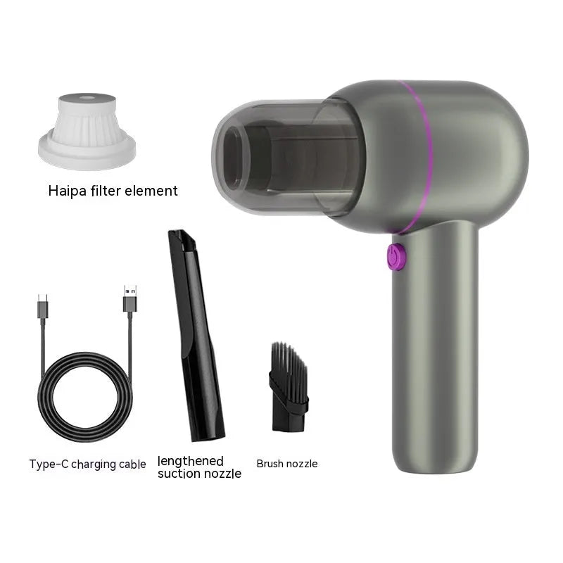 XC-06 grey portable car cleaner with brush nozzle and extended nozzle for car interior cleaning