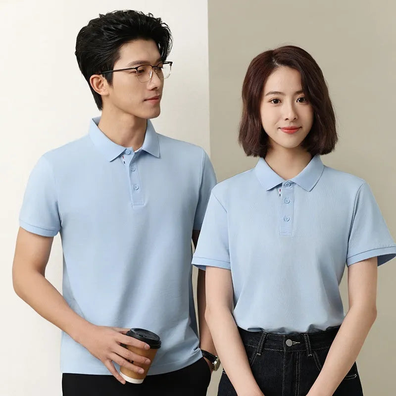 Solid colour cotton blend polo shirt for catering workwear in multiple colours and sizes.