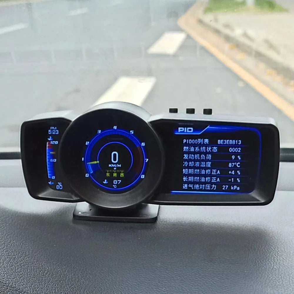 OBDII diagnostic computer with TFT screen display for vehicle monitoring and GPS positioning
