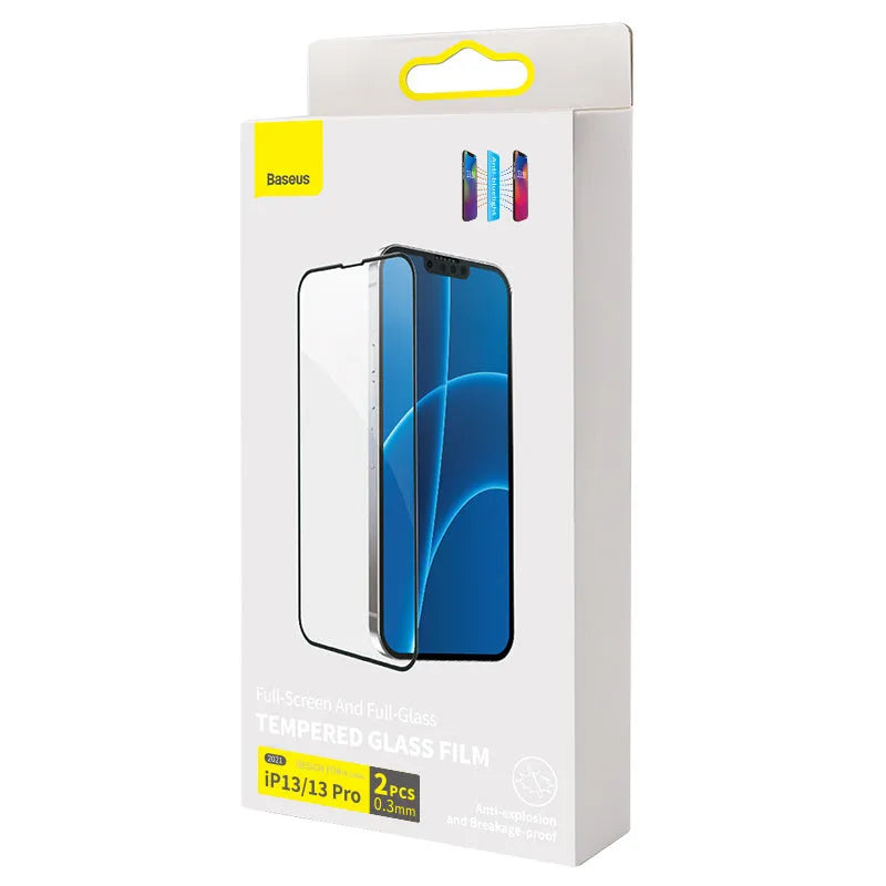 0.3mm anti blue light tempered glass screen protector for iPhone 5.4 inch model, black, with installation tool