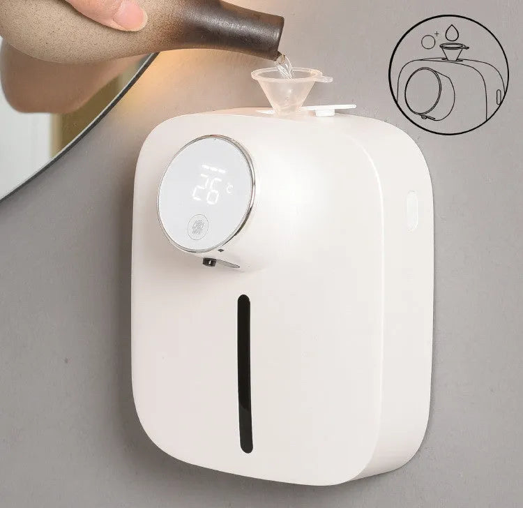 Wall mounted smart sensor soap dispenser 320mL ABS induction foam hand sanitizer in black colour with Type-C USB cable