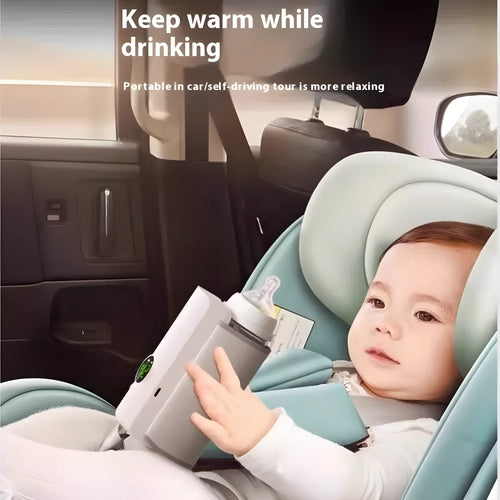 Grey and white car charger electric milk warmer for baby bottles with 12V/24V vehicle compatibility