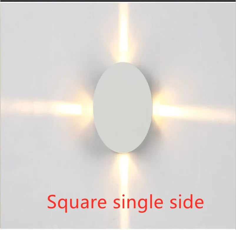 Square and round modern LED wall light with aluminium body and iron lampshade