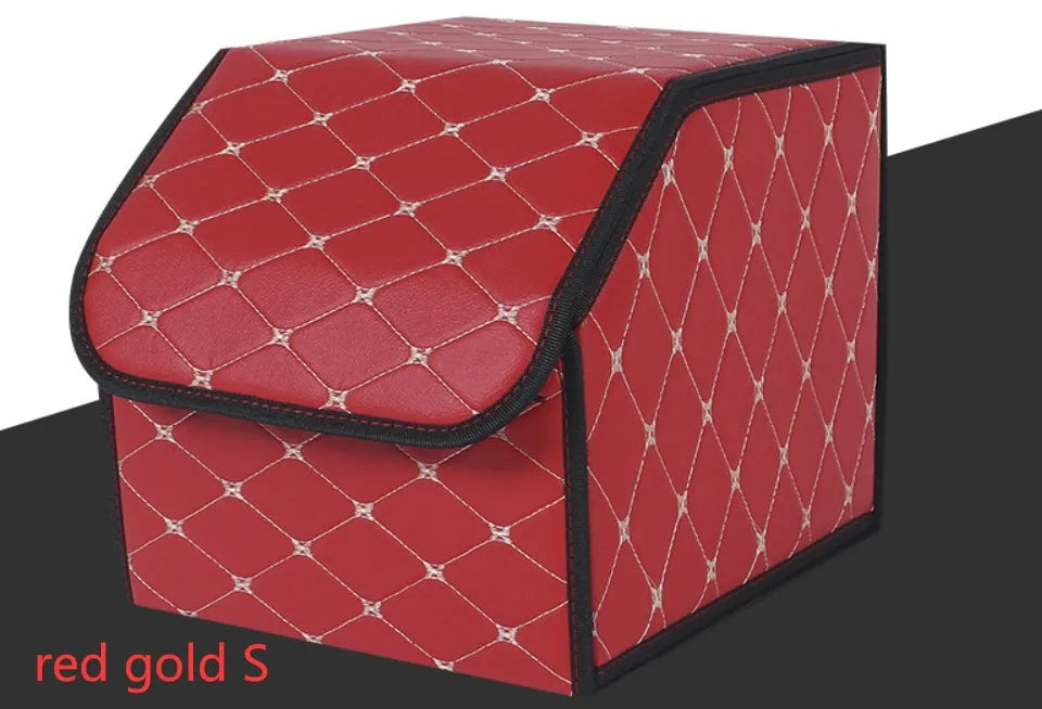 Leather car organiser storage box in Black, size Large 30x30x55cm on car back seat