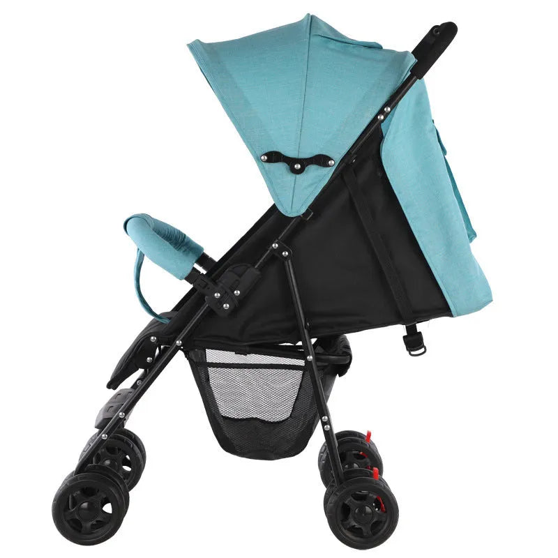 Lightweight wide and long baby stroller with sunshade in fashion grey colour