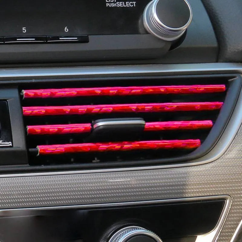 Automobile air outlet decorative strip set of 10 PVC pieces 20cm length car vent trim in multiple colours