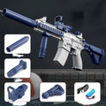 Blue electric water gun with USB charging cable and 358ml water capacity for outdoor play