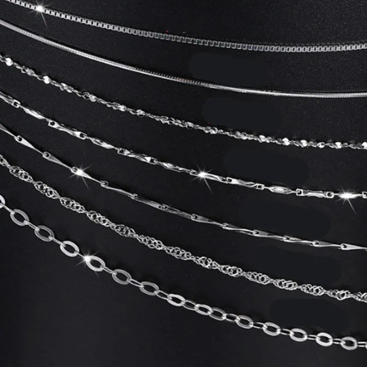 S925 sterling silver necklace with plated finish, available in multiple style options