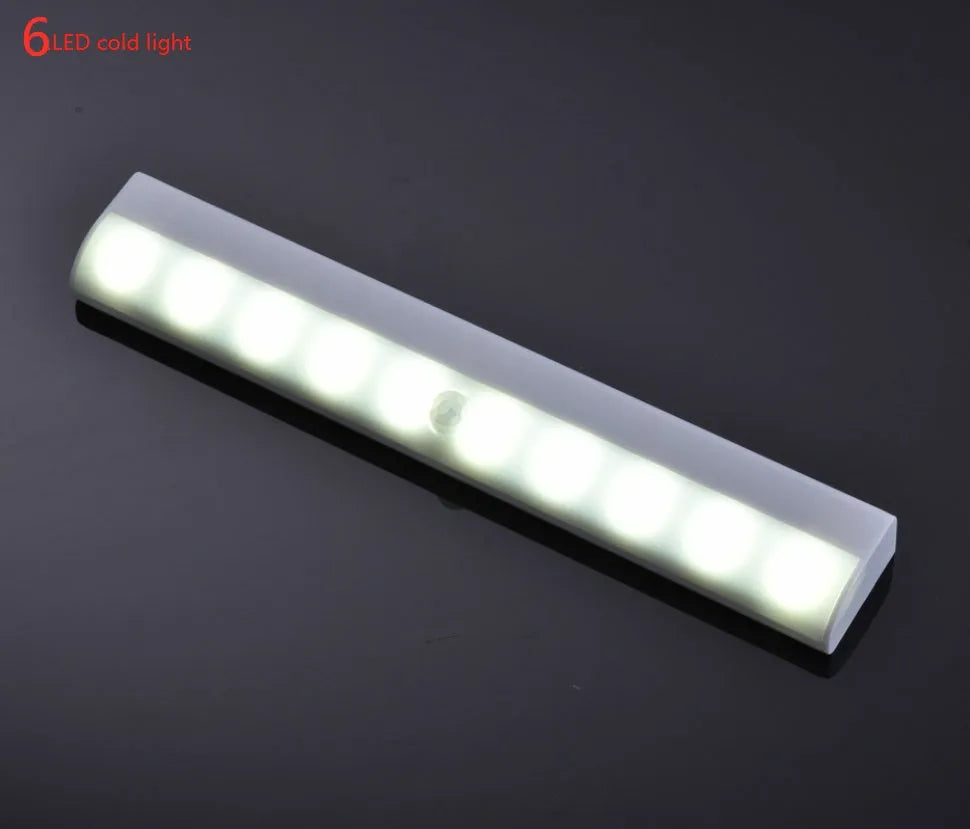 Silver aluminium magnetic LED closet light with motion sensor and USB charging port.