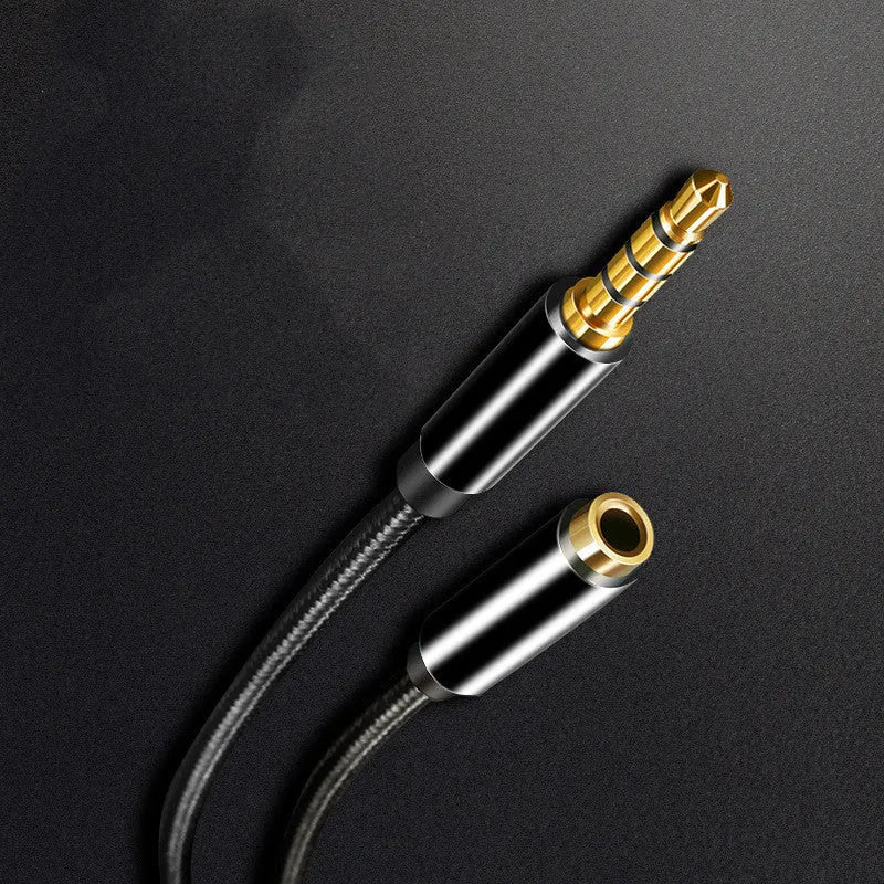Nylon braided car audio extension cable in black, 1.5m length, bare wire ends