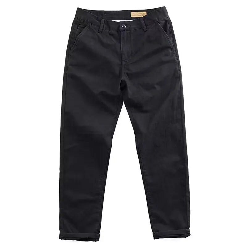 Men's slim fit casual trousers in grey with a straight leg design, made from a micro-elastic fabric blend.