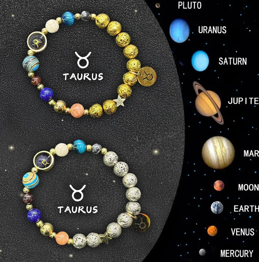 Two natural stone beaded bracelets showing different colours for the Chinese zodiac sign set.