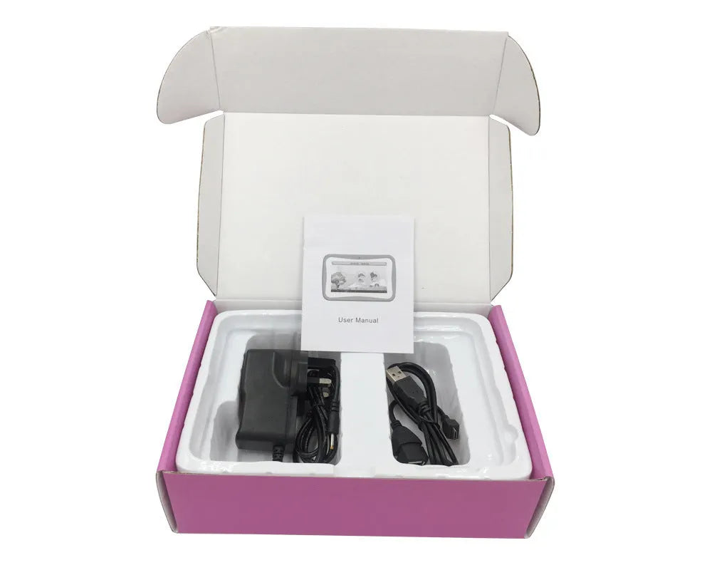 Children's tablet with 7-inch capacitive touch screen in black, showing front display and ABS plastic shell