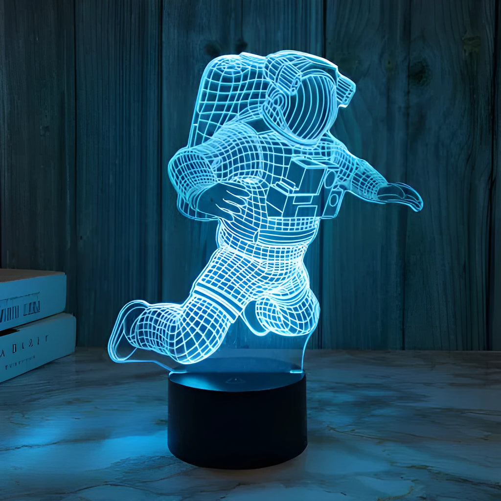 Small astronaut 3D night light with USB plug-in LED, space-themed design, touch or remote control option