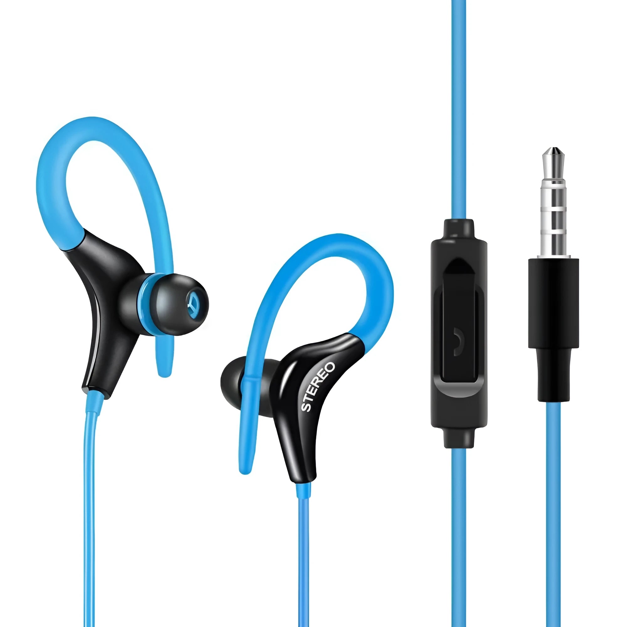 Earhook sport headphones with microphone and 1.2 metre cable in various colours