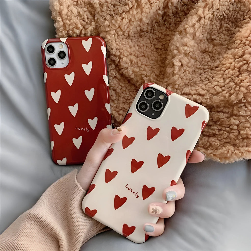 Love Glossy TPU phone case for Apple iPhone in solid colour, red back cover with smooth finish
