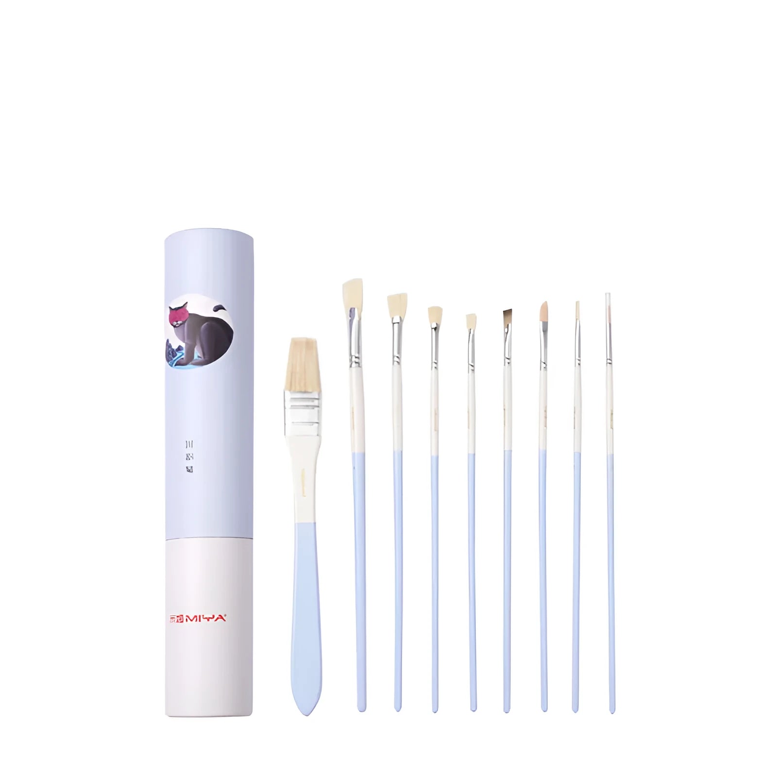Acrylic gouache paint brush set with fan-shaped brushes, wide brush, eyeliner brush and chalk for watercolour, acrylic and oil painting