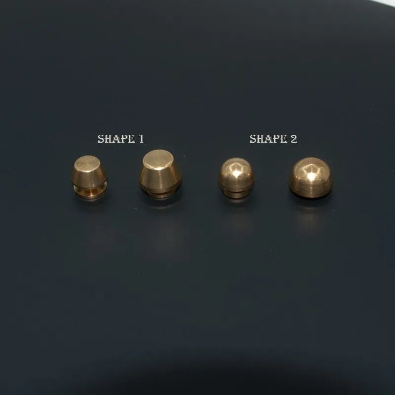 Brass decorative buckle foot nail accessories in round and bucket designs for leathercraft projects