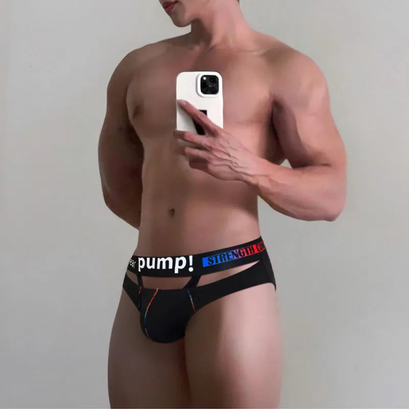 Men's modal fabric briefs in black or white colour with low waist design