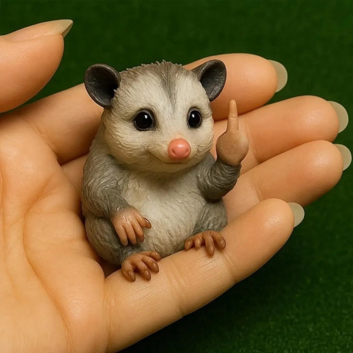 Mini funny animal resin doll with middle finger gesture in cat, dog, elephant styles.