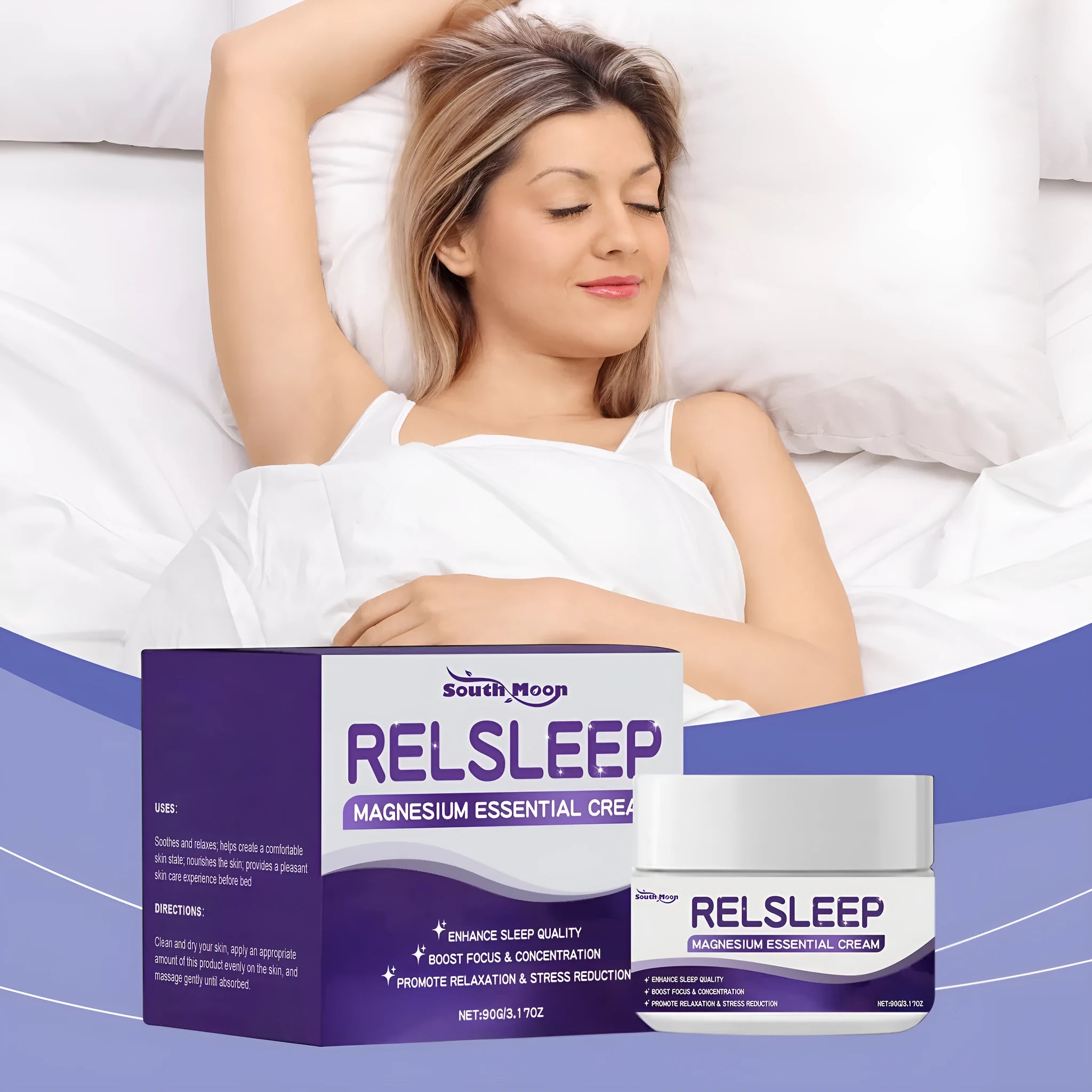 Sleep Magnesium Essence Cream 90g jar, night moisturiser with honey