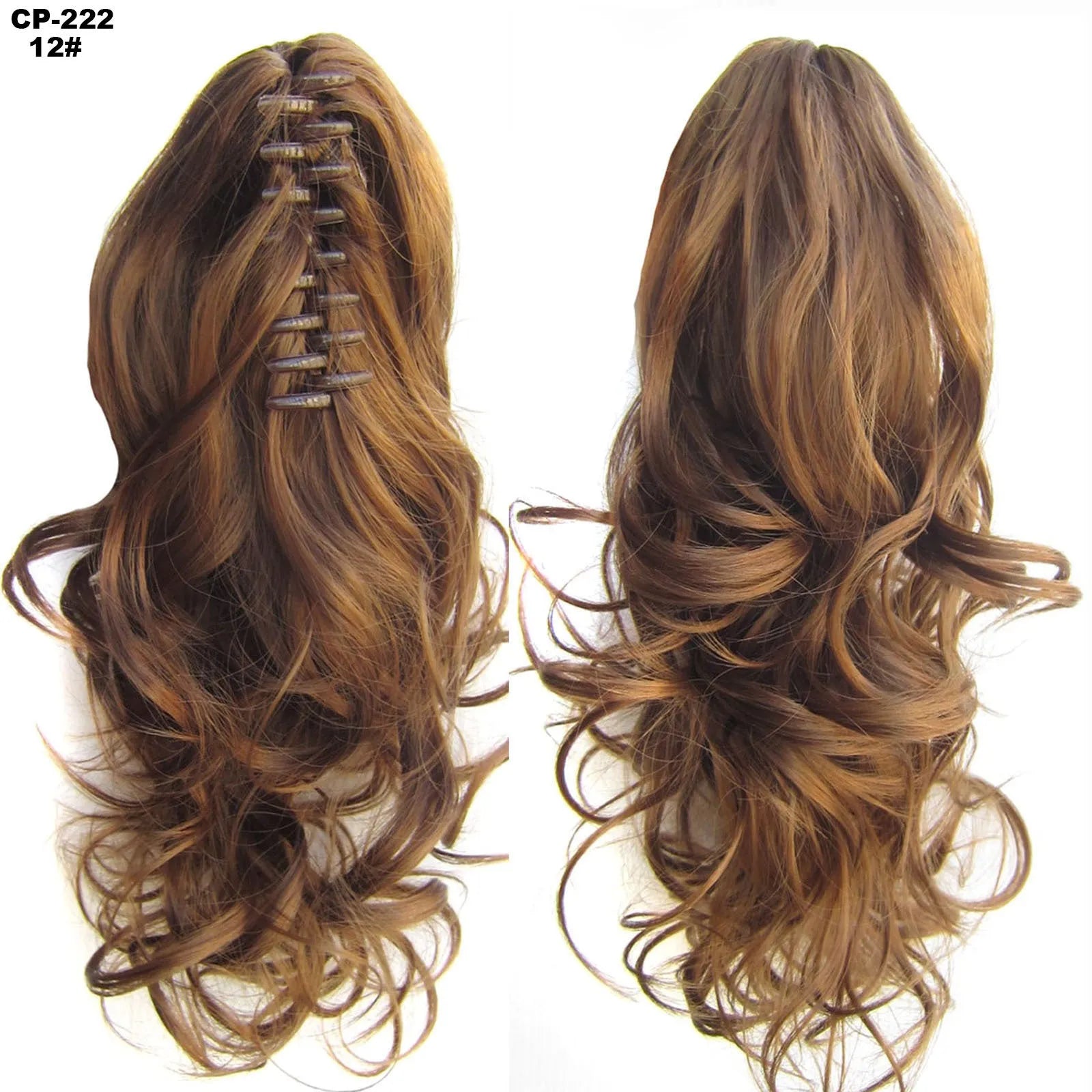 Long wave ponytail wrap around clip in hair extension 40cm chemical fiber natural wave grey hairpiece