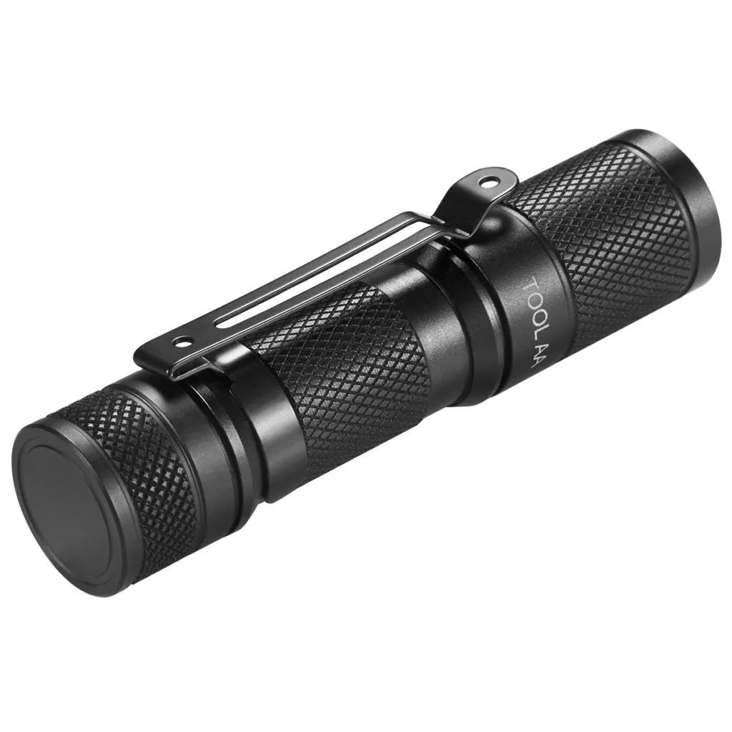 Black Lumintop Tool AA 2.0 keychain flashlight with magnetic tail cap and diffuser accessory
