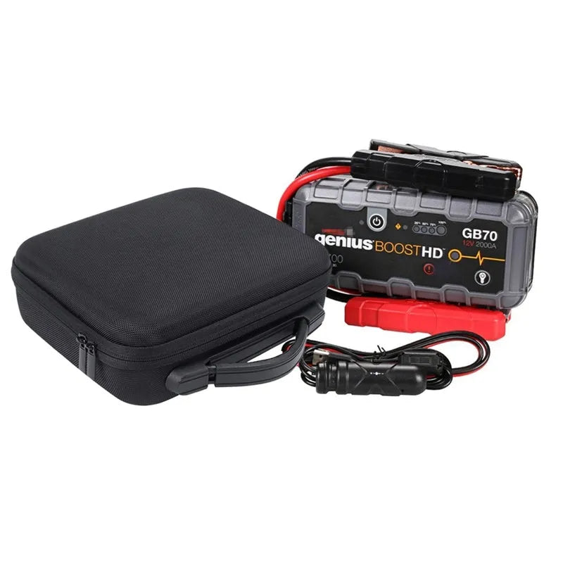 Black shockproof EVA carrying case for NOCO Genius Boost GB70 jump starter with handle and double zipper