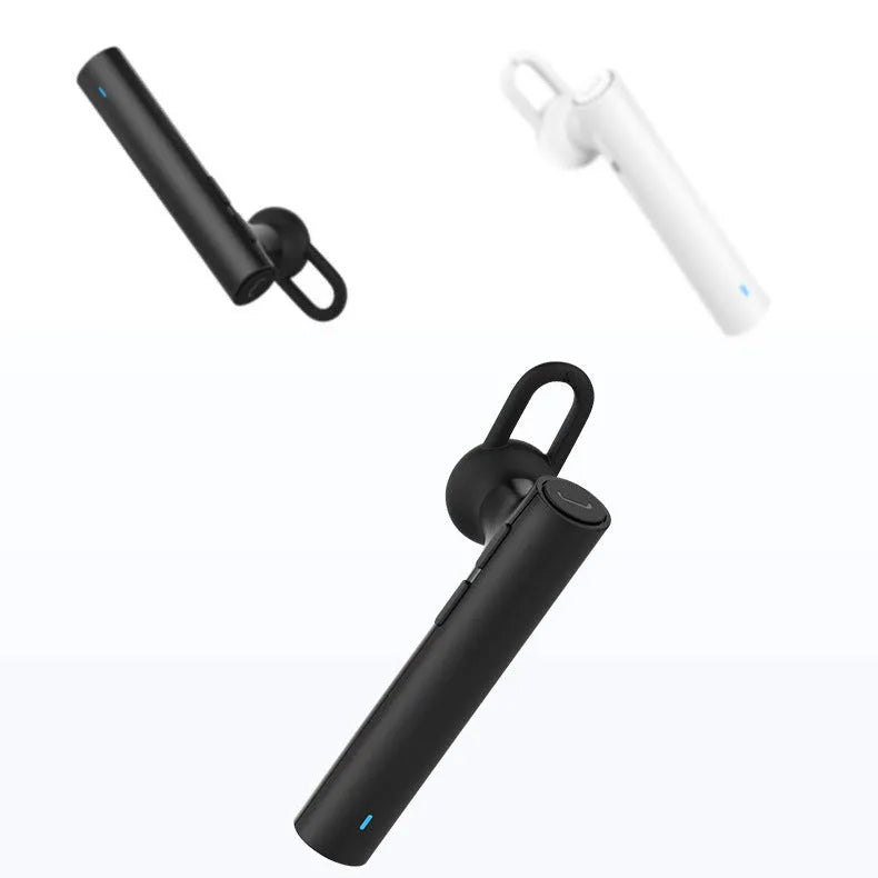 Black and white wireless Bluetooth headset showing compact 5.6cm size with V4.1 Bluetooth technology