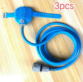 Blue pet bathing tool with silicone glove, 2.5m hose, and faucet adapter for washing a dog at home