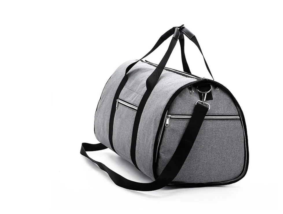 Medium cylinder travel bag in Oxford cloth with zipper closure, available in blue, red, light grey, and black