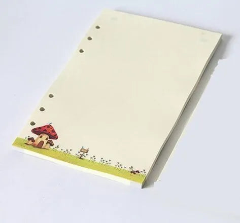 Coloured A5 A6 binder filler paper sheets with various page styles for planners and diaries