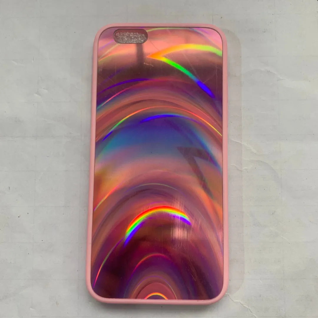 Rainbow mirror TPU PC acrylic glitter phone case in pink, black, silver, purple, red, green, blue for Samsung A20 and iPhone 6