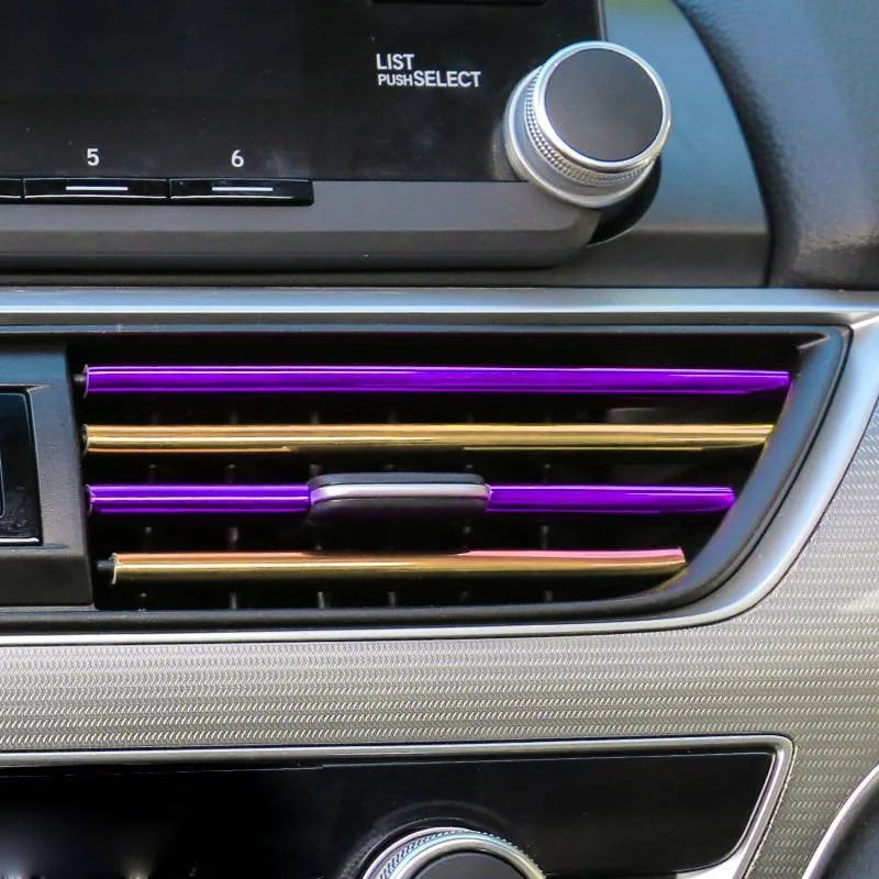 Automobile air outlet decorative strip set of 10 PVC pieces 20cm length car vent trim in multiple colours