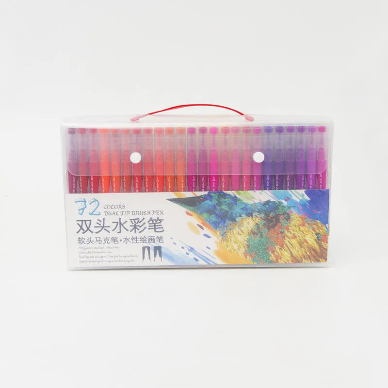 48-colour double-ended hook line soft-tip watercolour pen set in PP box