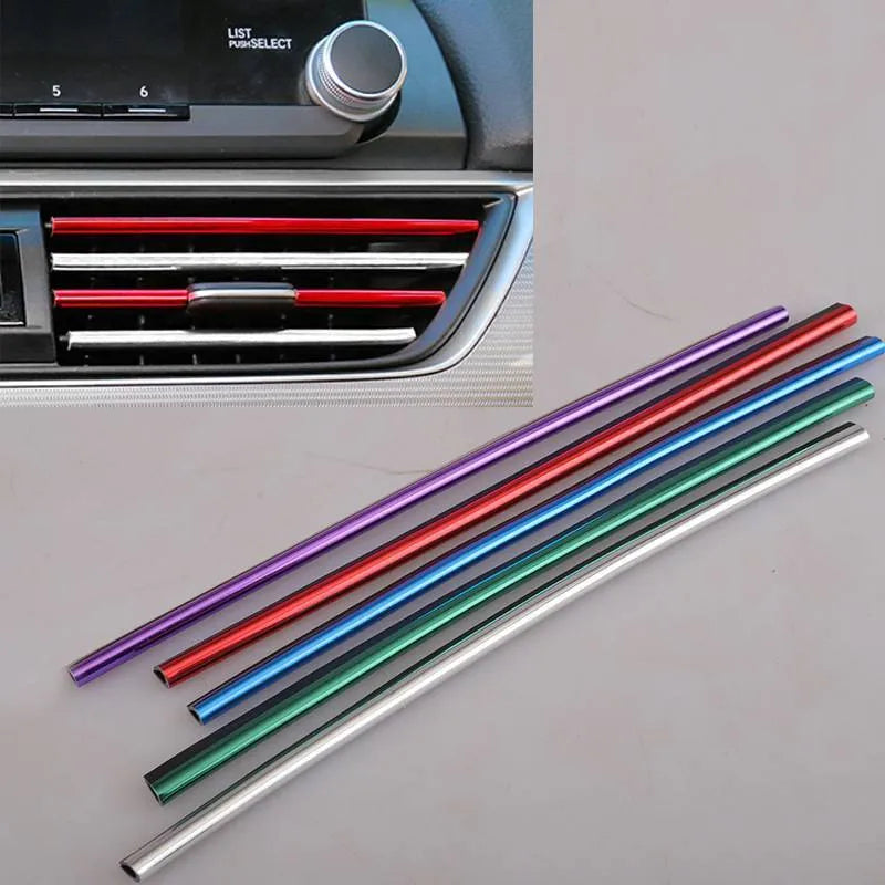 Automobile air outlet decorative strip set of 10 PVC pieces 20cm length car vent trim in multiple colours
