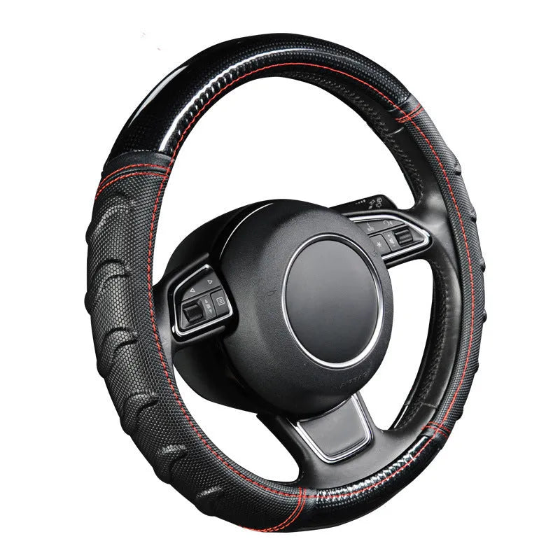 Willow leaf massage non-slip car steering wheel cover in PU leather, photo colour, 38cm universal fit