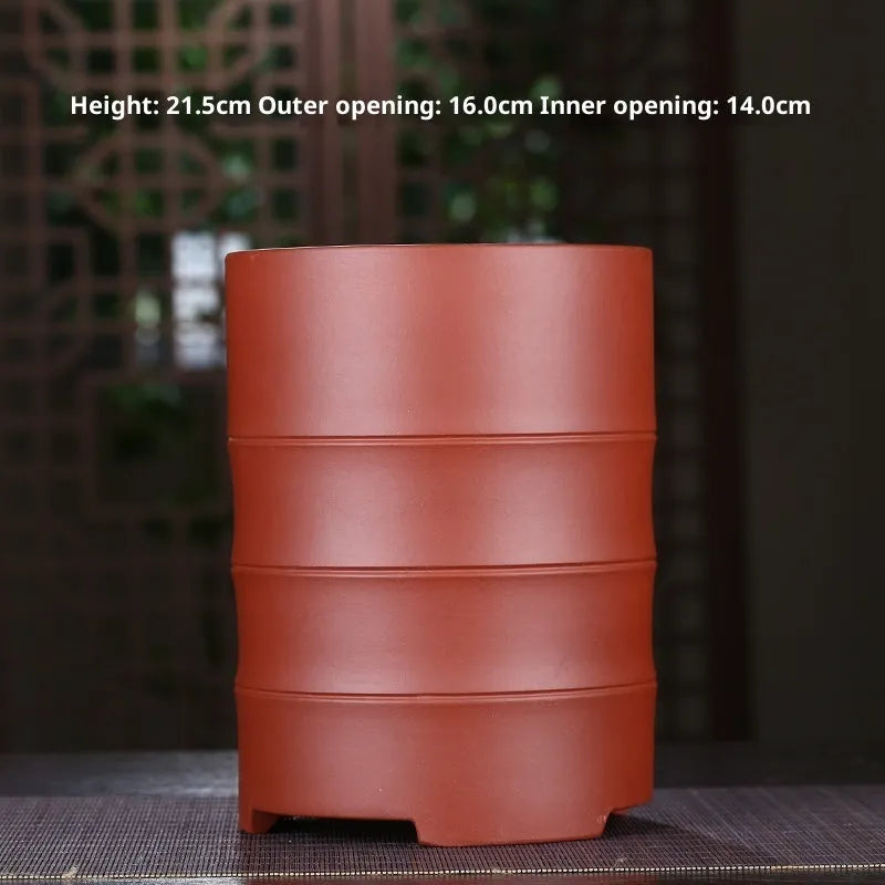 Purple sand ceramic flower pot with tray, classical style, compact 28mm size for small orchids