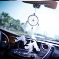 Dreamcatcher hanging pendant car decoration with grey feathers and double circle metal ring