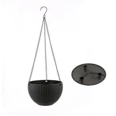 Hanging basket planter with inner tank measuring 210mm diameter with 450mm chain in choice of seven colours