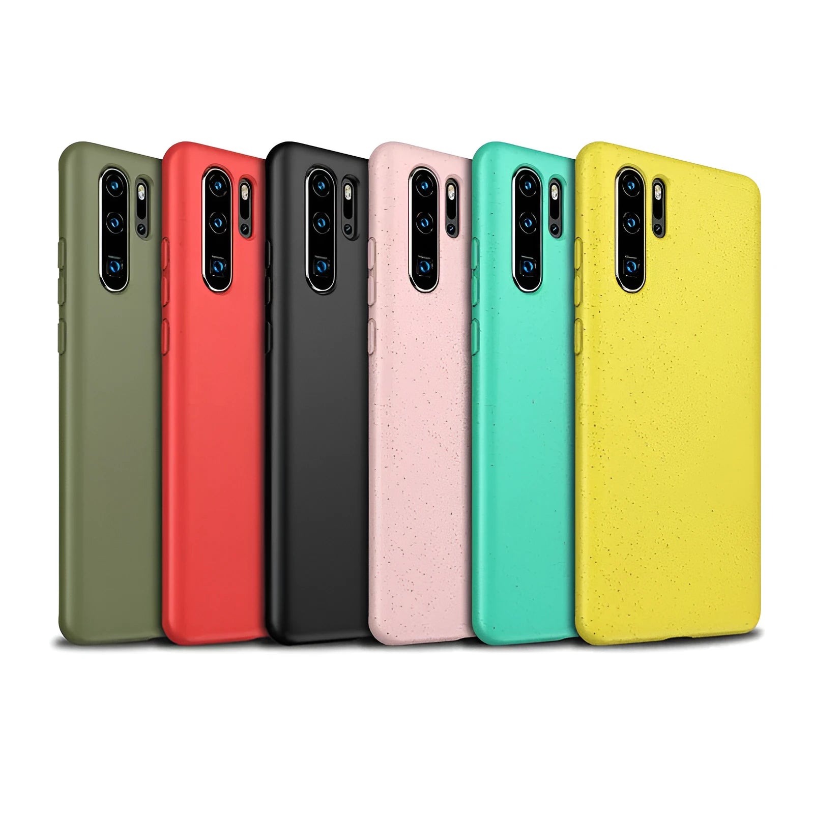 Huawei P30 mobile phone case in TPU material showing back cover design with multiple colour options