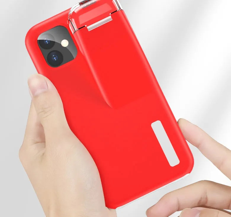 Black matte acrylic and silicone 2-in-1 case cover for AirPods charging case and compatible iPhone.