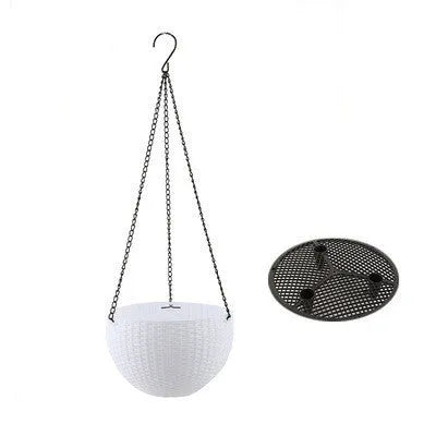 Hanging basket planter with inner tank measuring 210mm diameter with 450mm chain in choice of seven colours