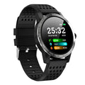 Black smart bracelet with 1.3-inch colour screen displaying heart rate and time