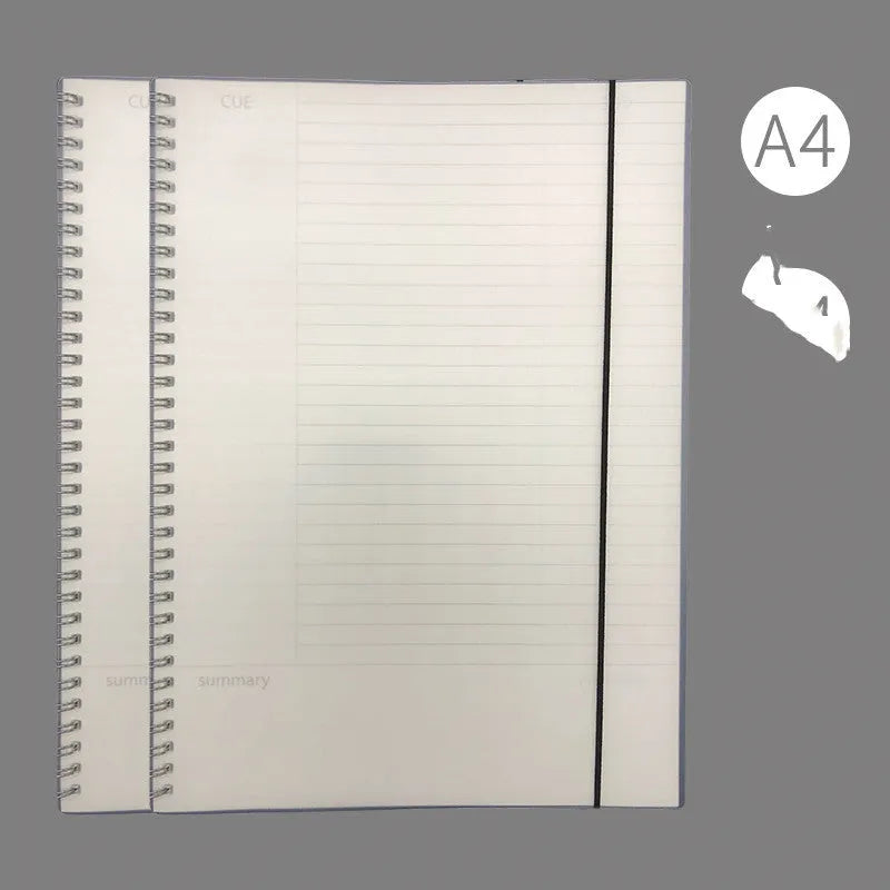 Hard cover A4 notebook with PP plastic and grid ruling patterns for accounting use