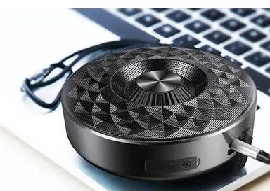 Portable wireless Bluetooth mini speaker in black, orange, and silvery white colour options.