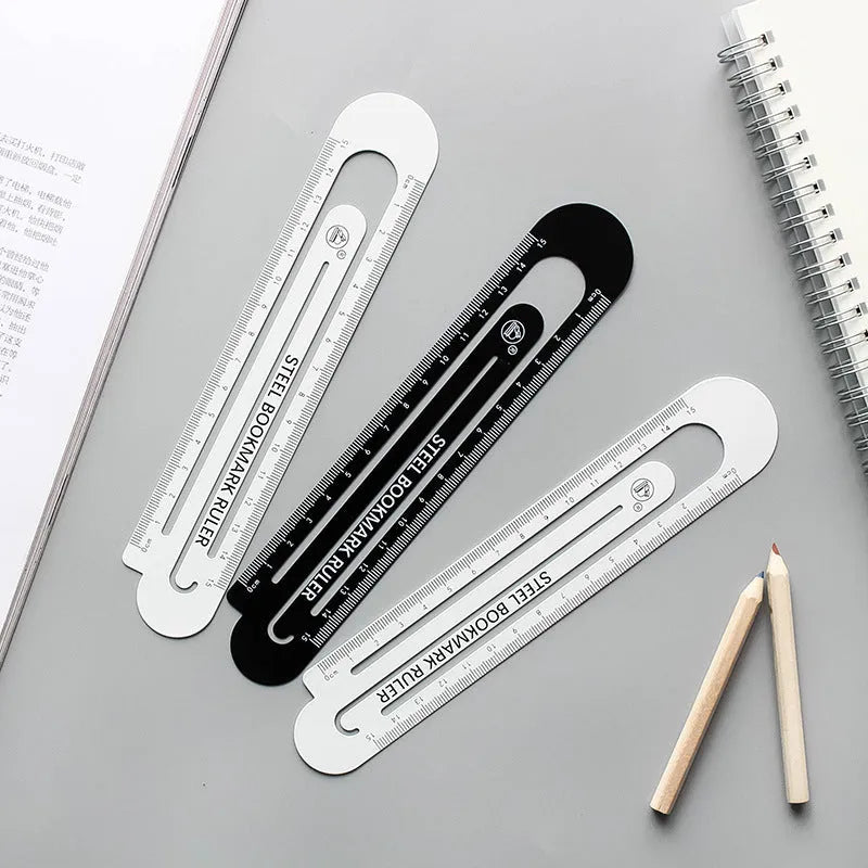 Black and white two-sided ruler 12cm made of high strength manganese steel for measuring